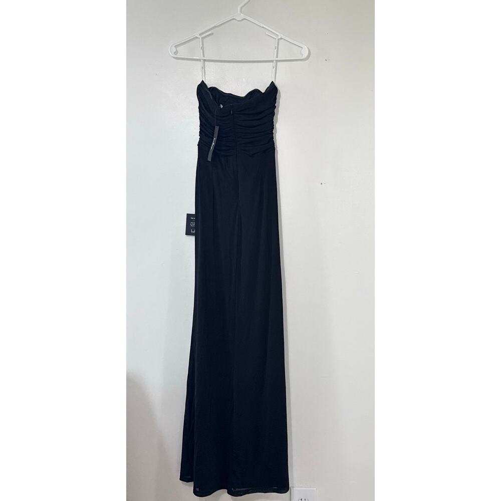 NWT Lulus Epitome of Allure Black Mesh Strapless Ruched Maxi Dress Size Small - Picture 6 of 11